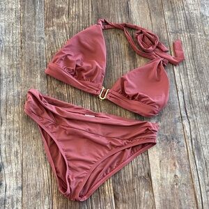 La Blanca Island Goddess halter bikini rust brown
